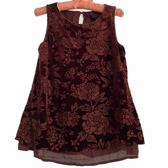 Ann Taylor Factory Floral Burnout Velvet Tank Top - Picture 1 of 6